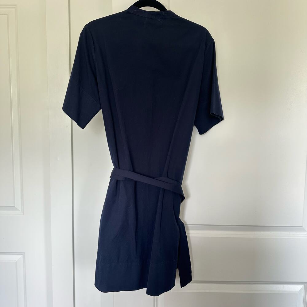 Everlane 10 Navy Blue Belted Poplin Cotton Button Up Above Knee Dress Minimalist - Picture 5 of 7